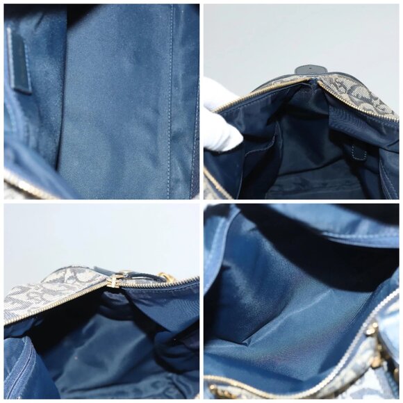 Christian Dior Trotter Canvas Boston Bag Navy Gold Auth 126426 - Picture 16 of 16